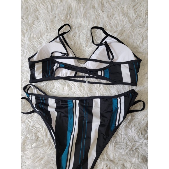 Printed blue strip bikini set XXL - Picture 3 of 5